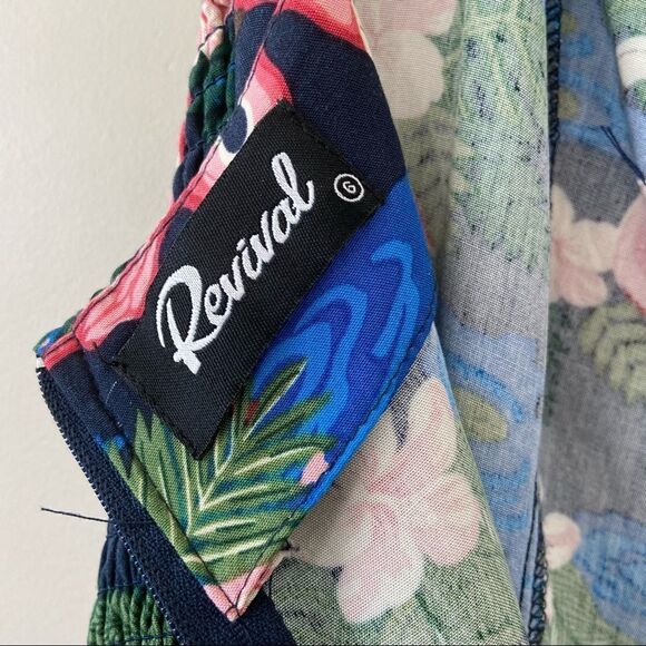 Revival-flamingo print Faux Wrap Midi Holiday/Sumner Dress - Picture 10 of 12